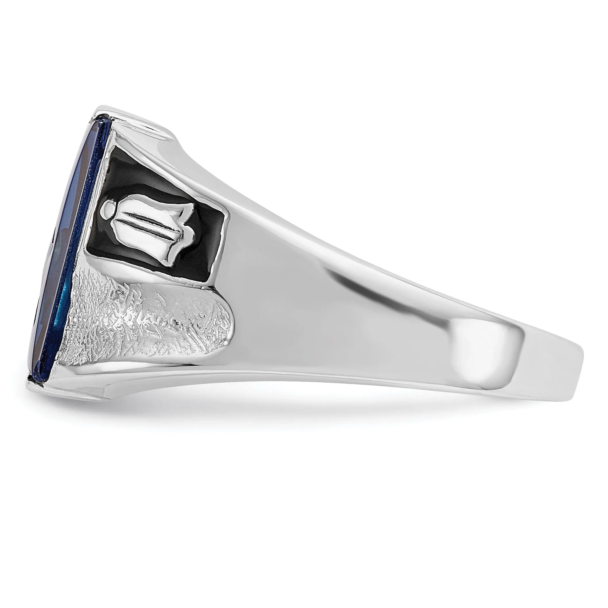 14k White Gold Men's Blue Masonic Ring