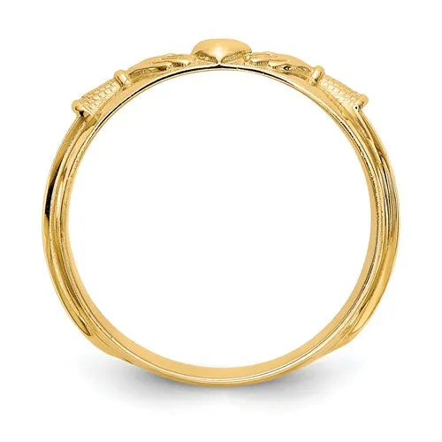 14k Yellow Gold Mens Claddagh Band Ring