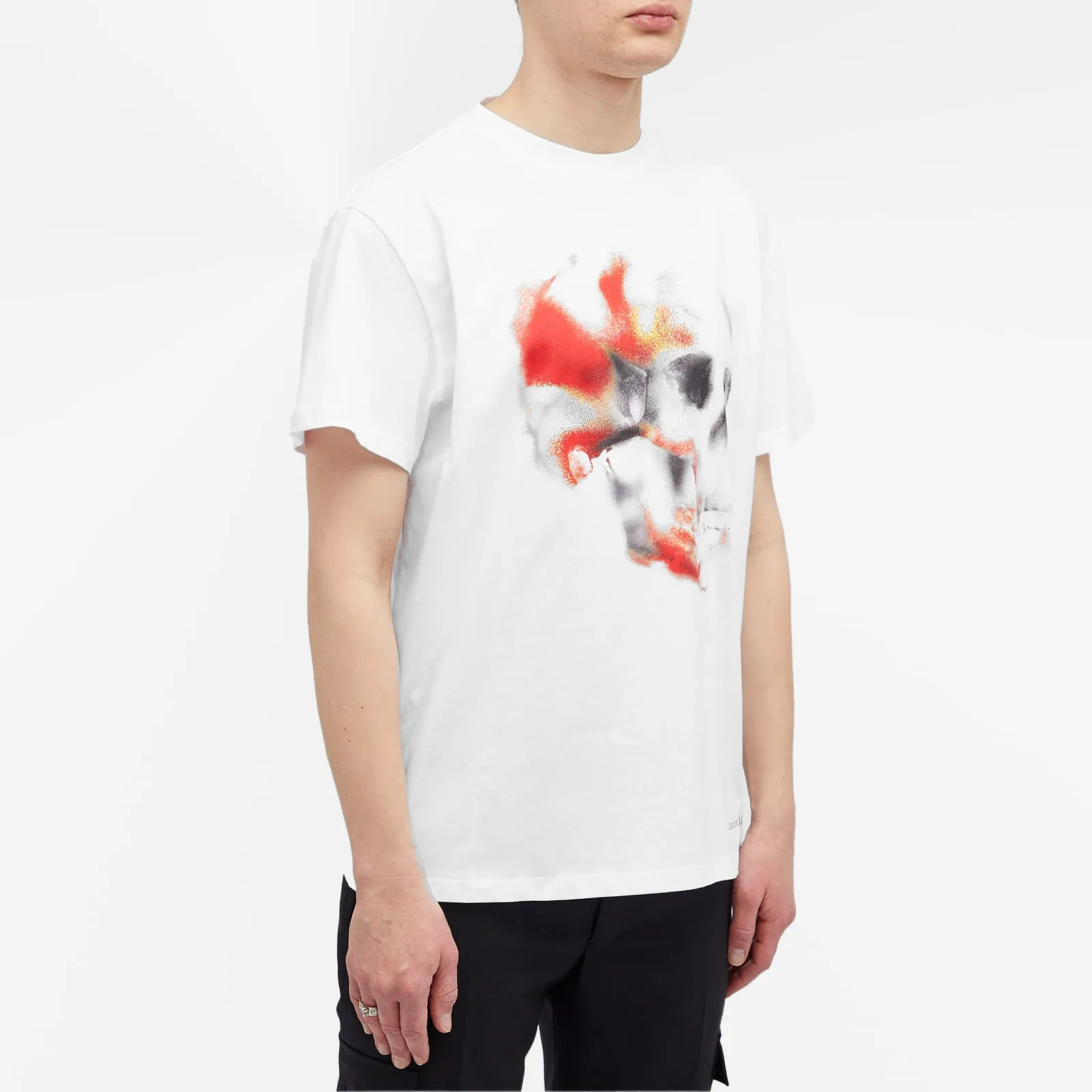 Alexander Mcqueen Obscured Skull Print T-Shirt, White, Red & Black