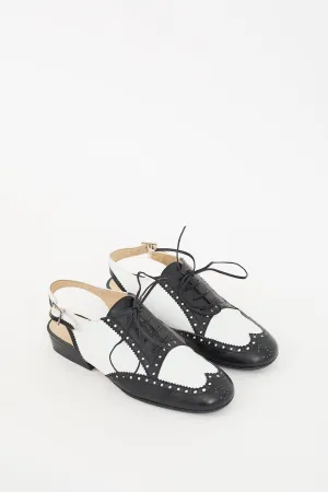 Black & White Leather Slingback Oxford