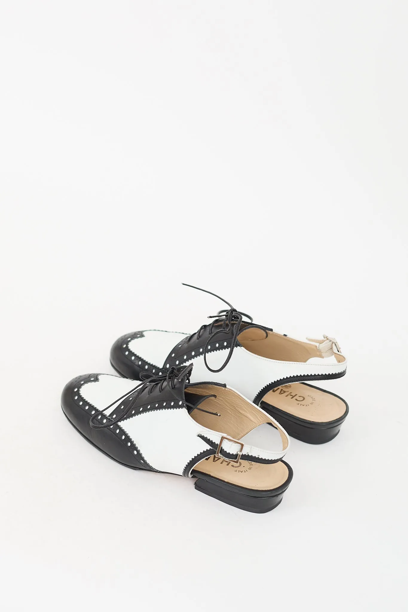 Black & White Leather Slingback Oxford