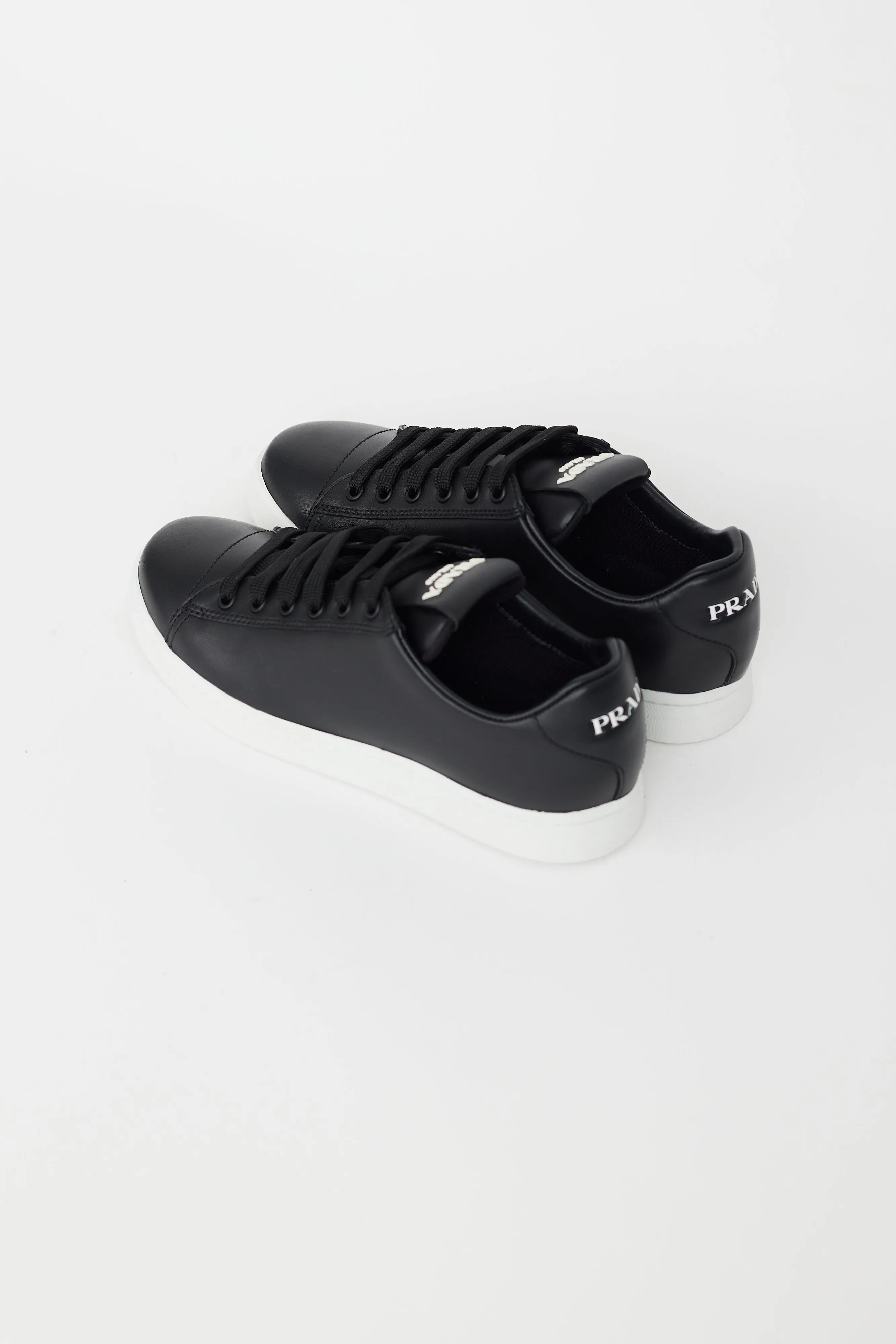 Black Leather Logo Sneakers