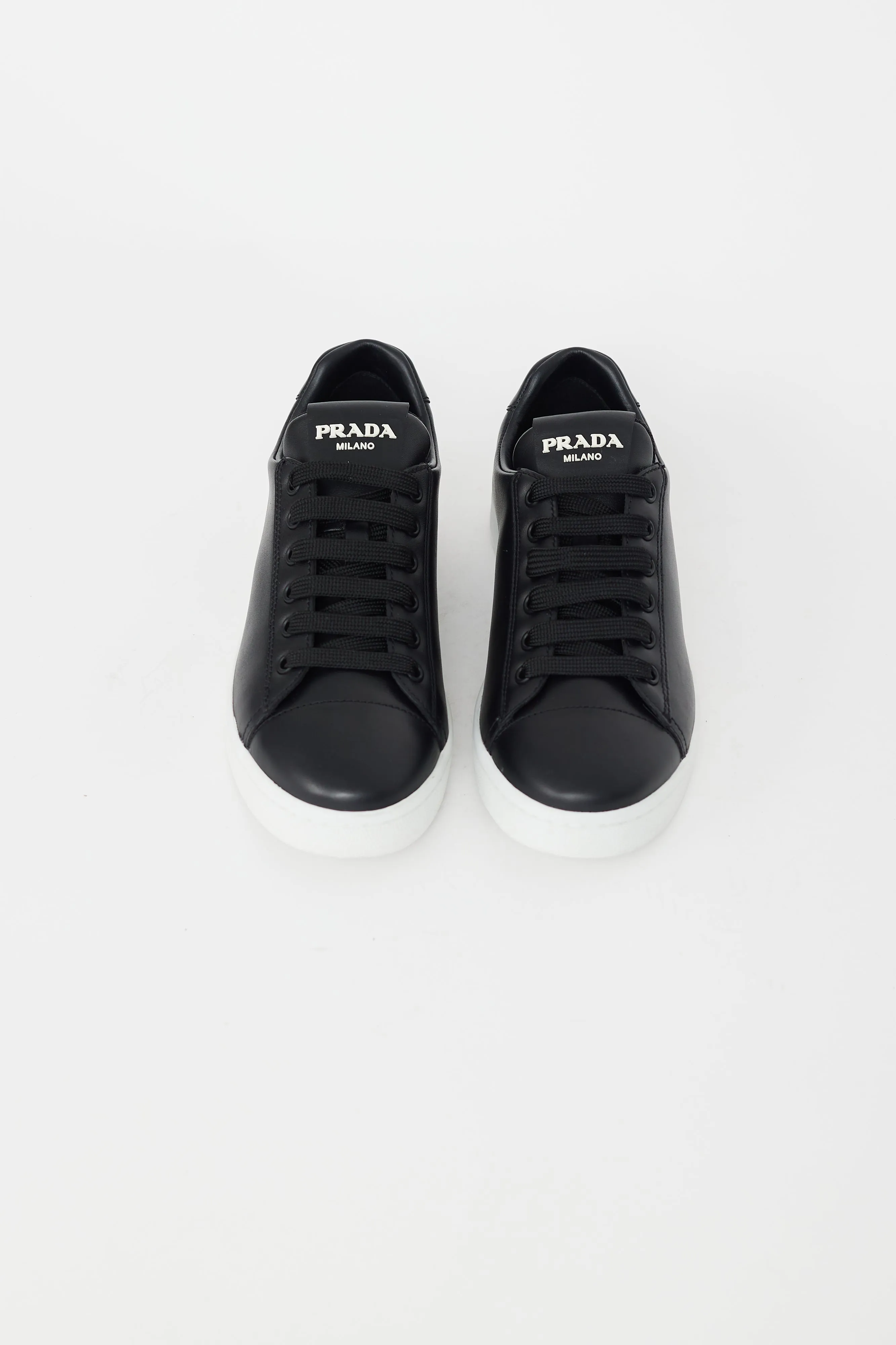 Black Leather Logo Sneakers