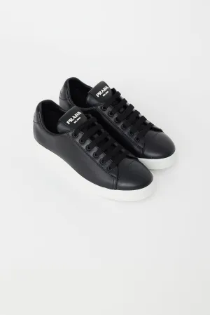 Black Leather Logo Sneakers
