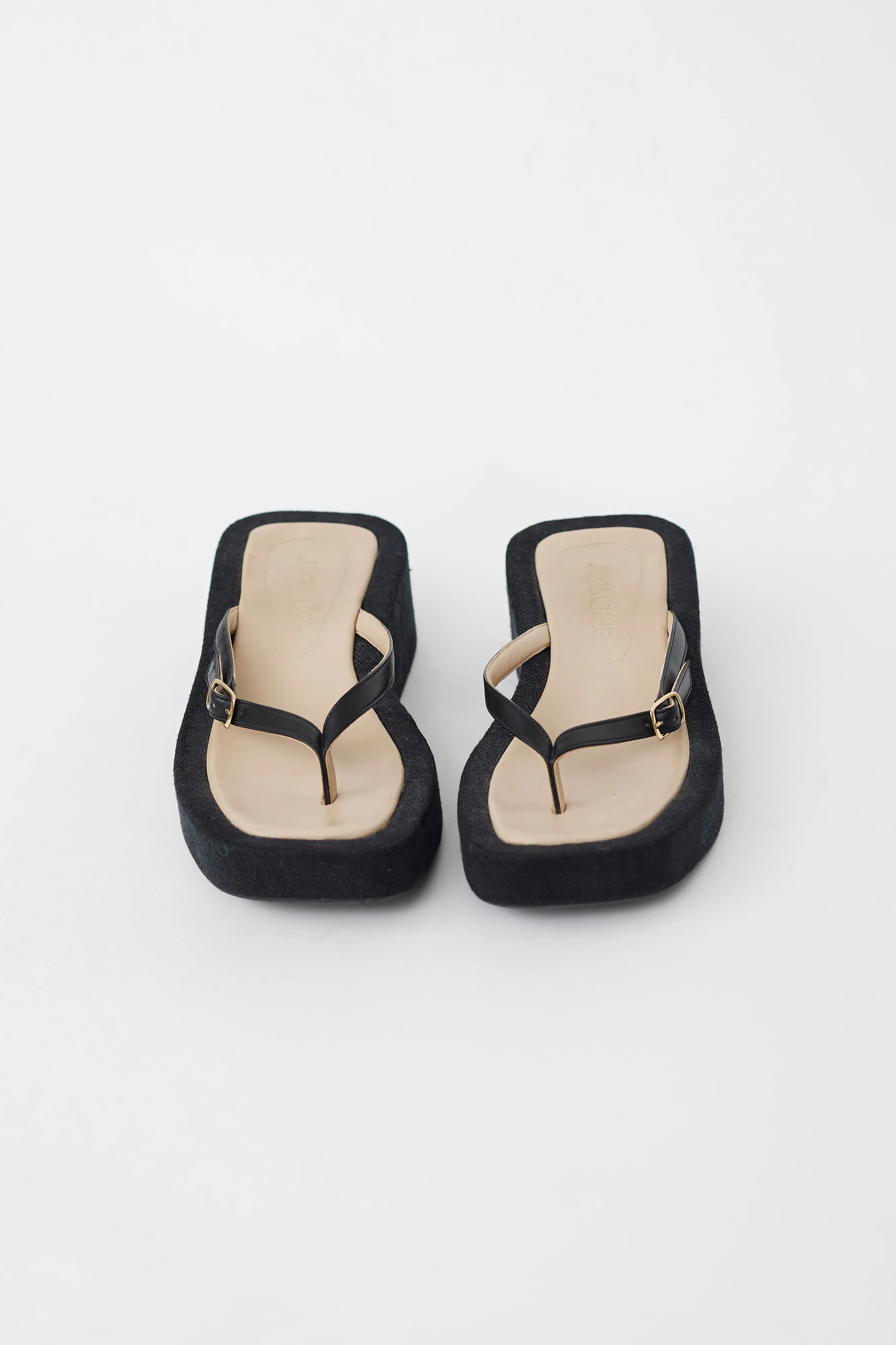 Black Les Tatanes Lin Platform Sandal