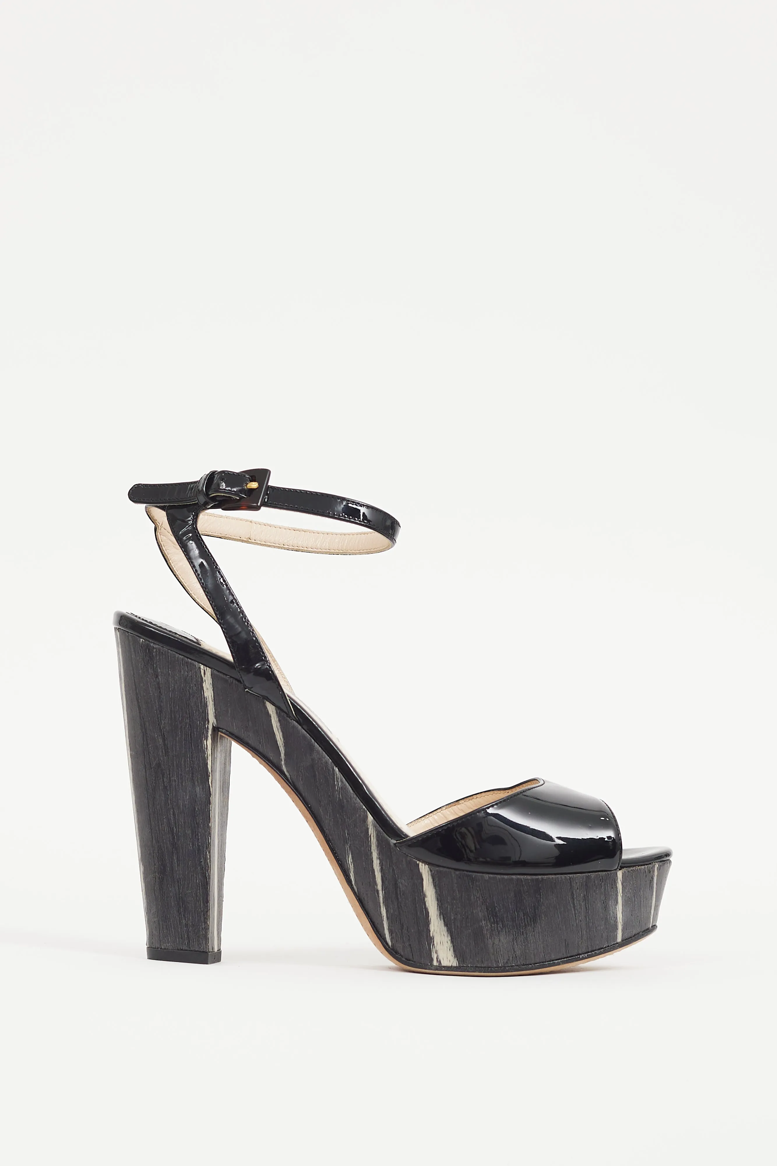 Black Patent Leather Platform Sandal