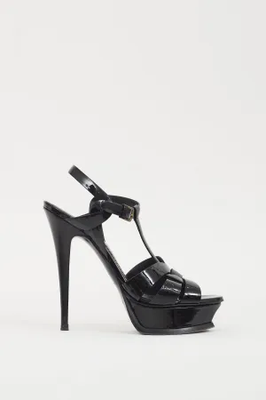 Black Patent Leather Tribute Platform Sandal
