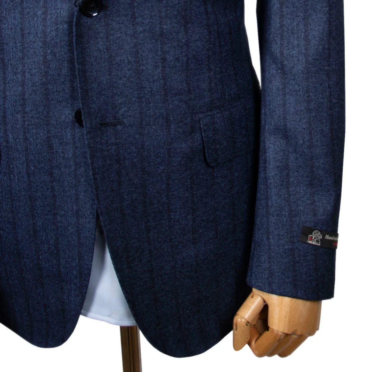 Blue Vertical Stripe 100% Wool Flannel Suit