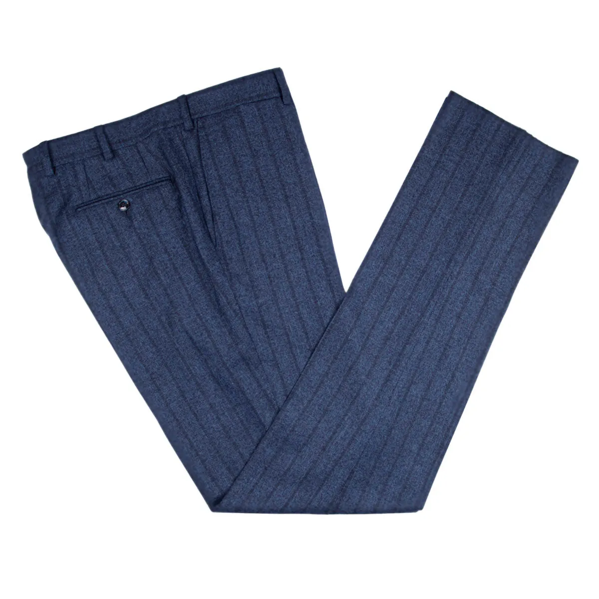 Blue Vertical Stripe 100% Wool Flannel Suit