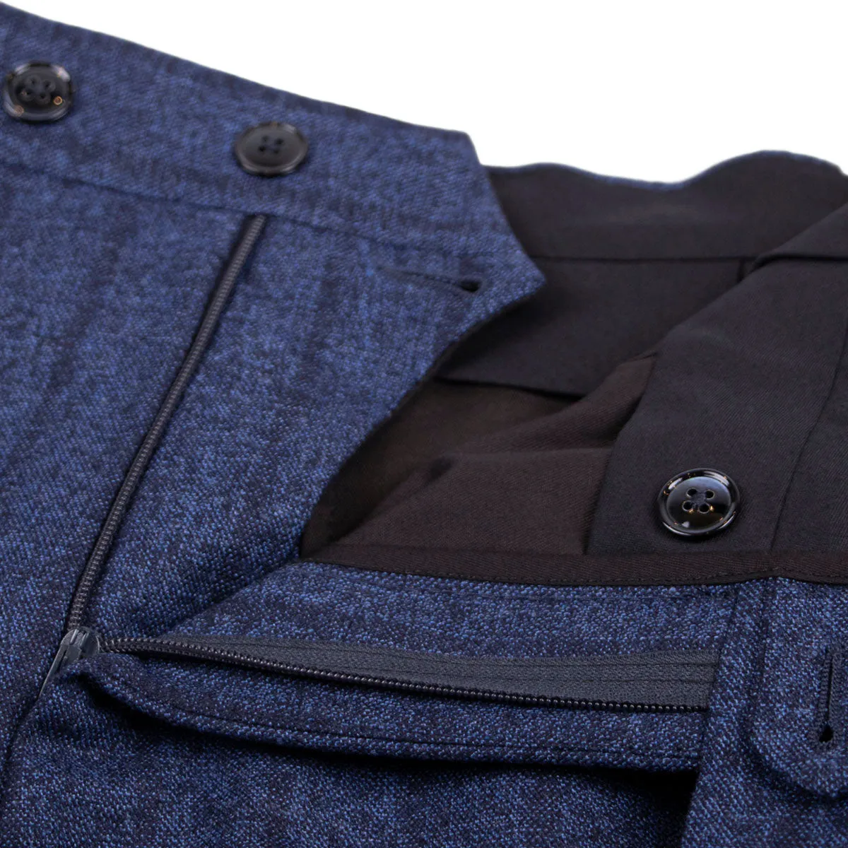 Blue Vertical Stripe 100% Wool Flannel Suit