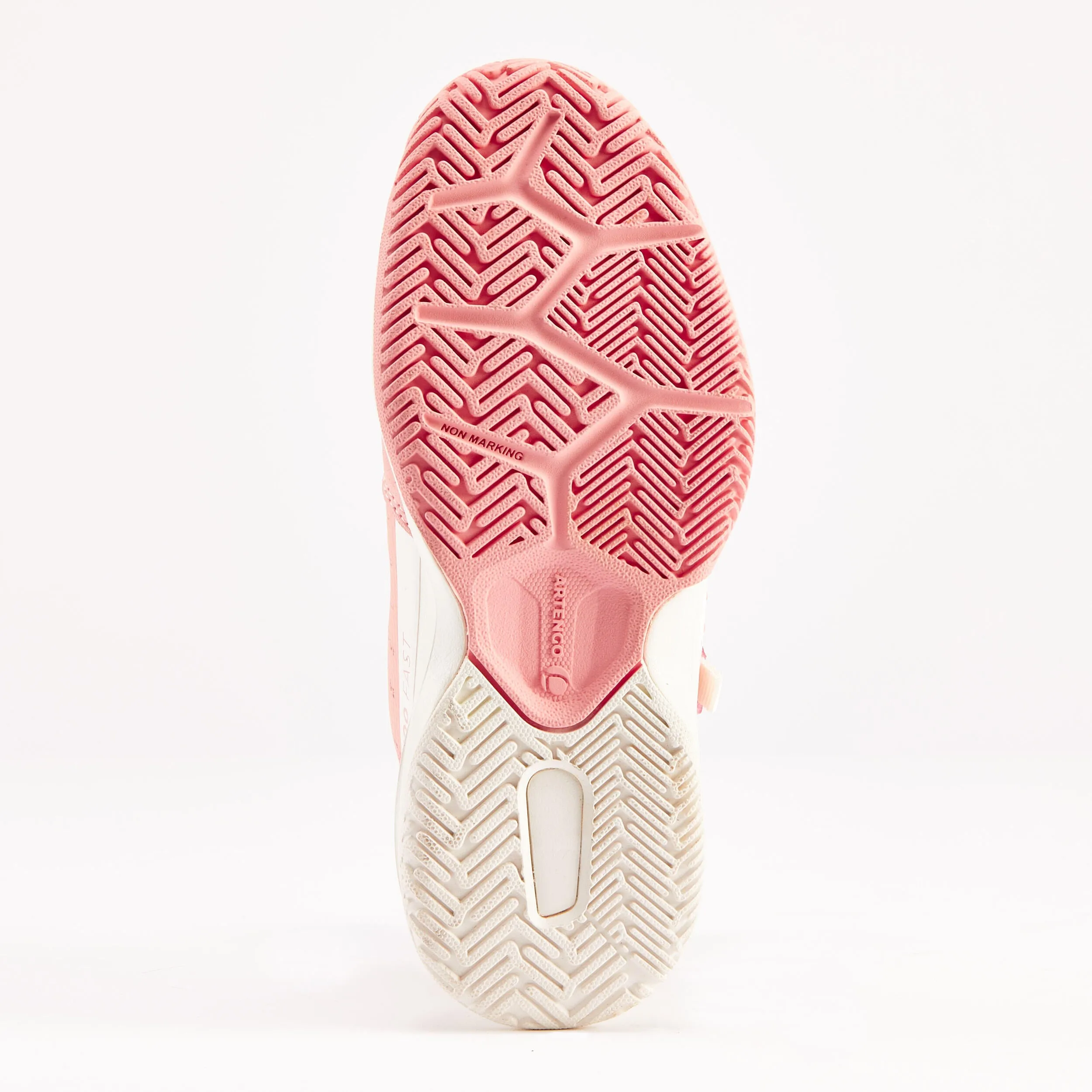 Children's tennis shoes - TS500 Fast KD Scratch Pinkfire Sneakers Velcro ARTENGO salmon pink/eggshell