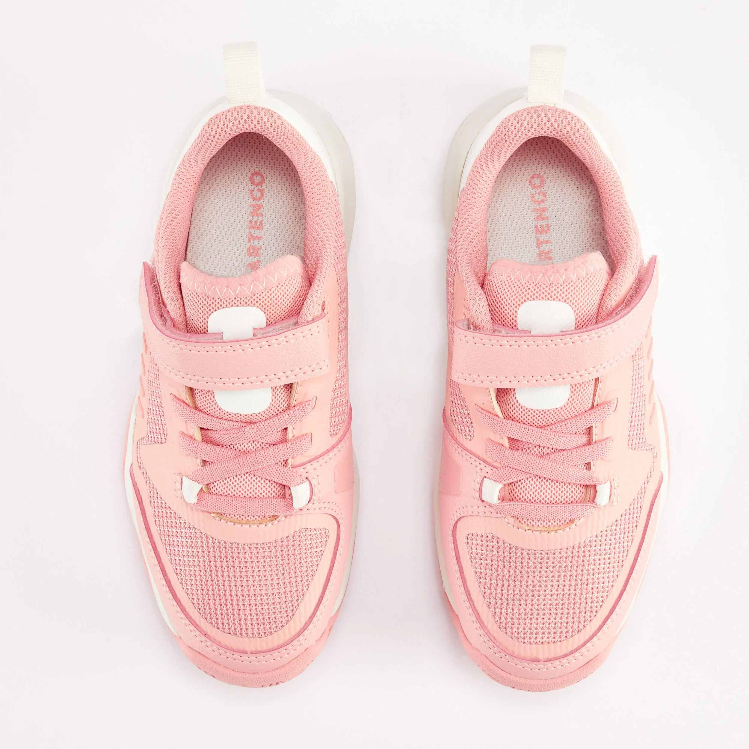 Children's tennis shoes - TS500 Fast KD Scratch Pinkfire Sneakers Velcro ARTENGO salmon pink/eggshell