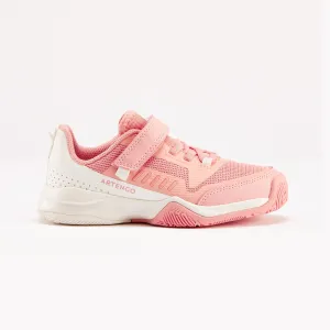 Children's tennis shoes - TS500 Fast KD Scratch Pinkfire Sneakers Velcro ARTENGO salmon pink/eggshell