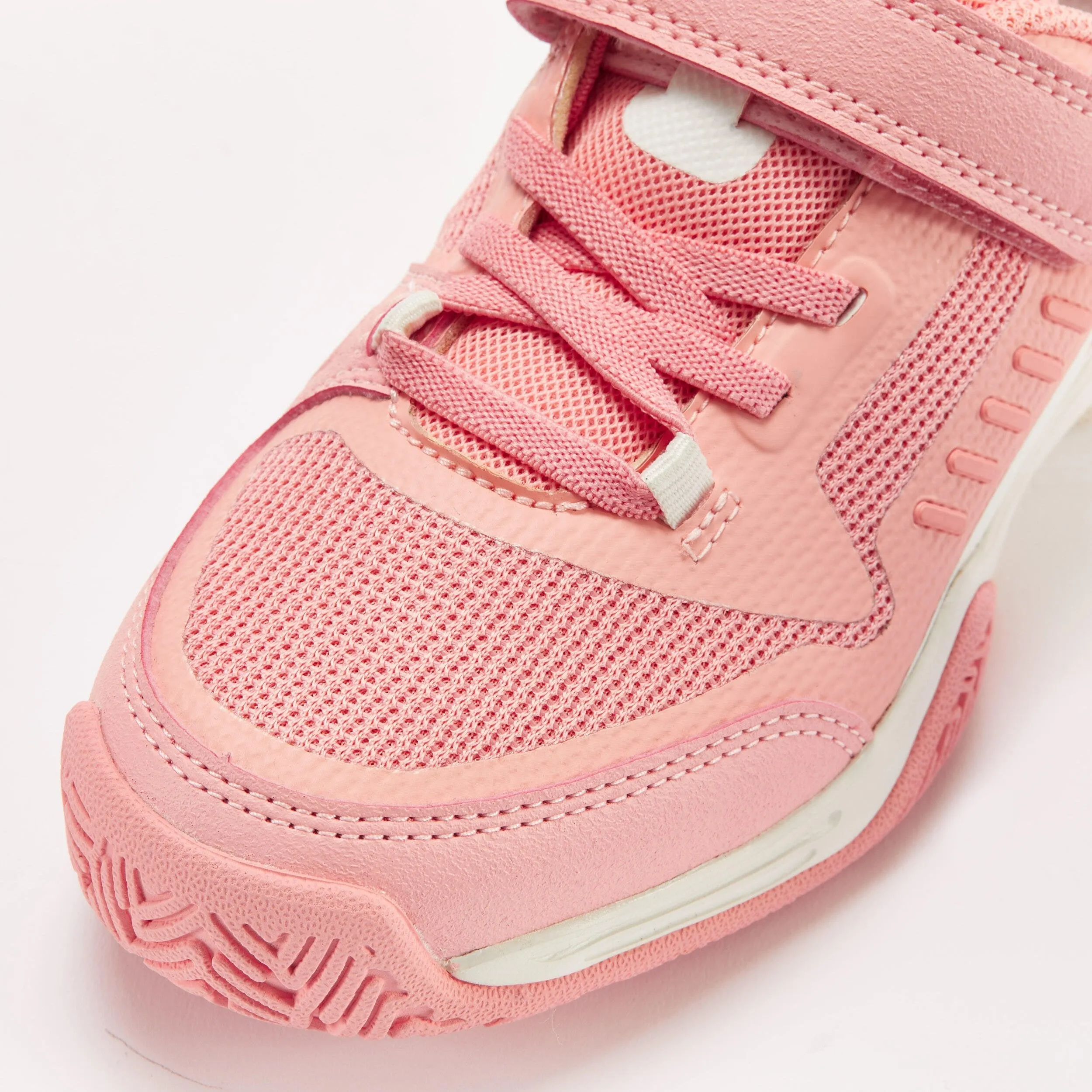 Children's tennis shoes - TS500 Fast KD Scratch Pinkfire Sneakers Velcro ARTENGO salmon pink/eggshell
