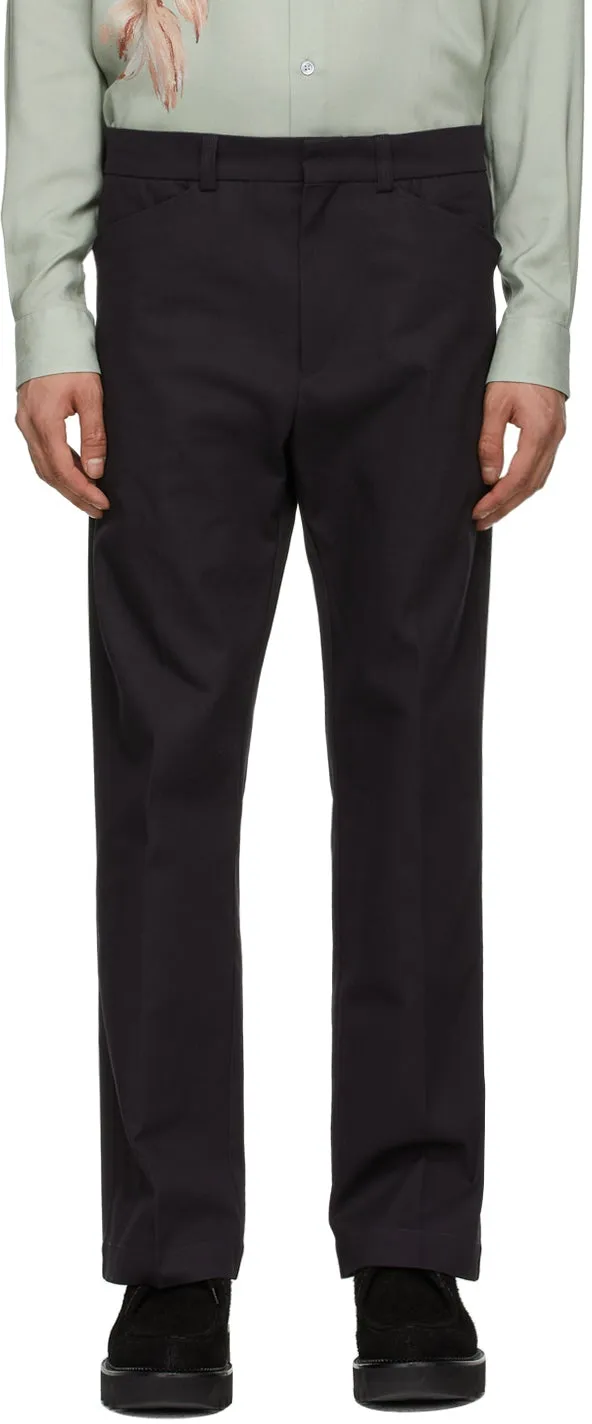 Davi Paris Black Twill 70s Trousers