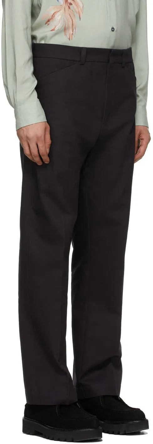 Davi Paris Black Twill 70s Trousers