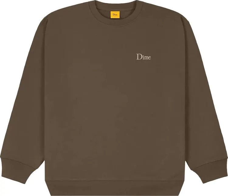Dime Classic Small Logo Crewneck 'Walnut' Sweatshirt, brown