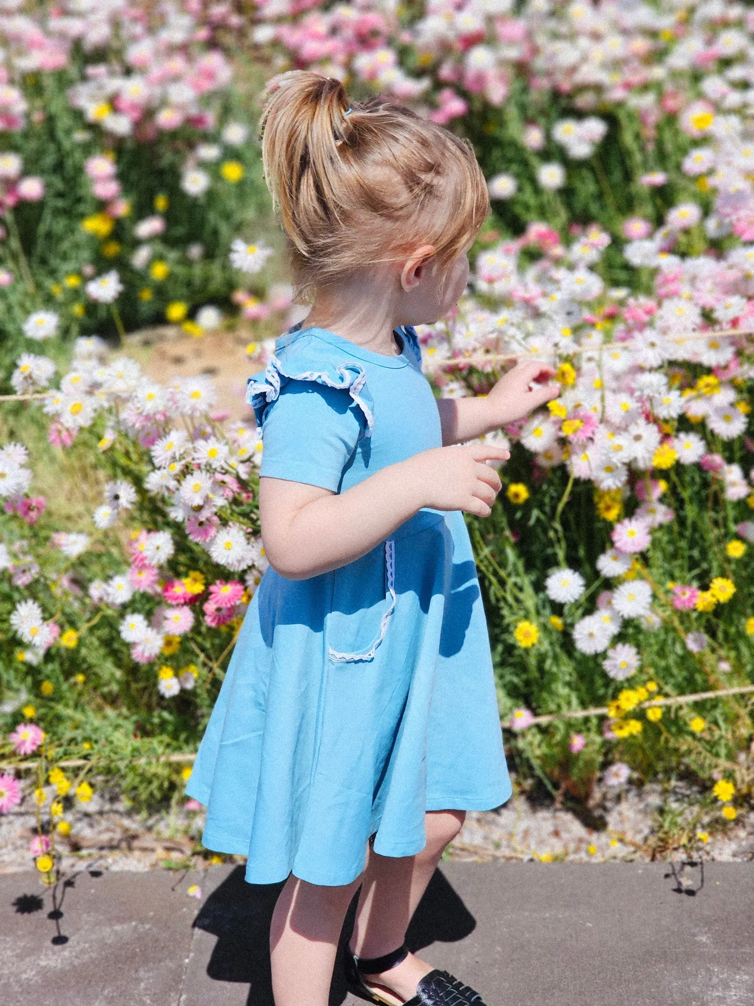 DUSTY BLUE TWIRLY GIRL DRESS