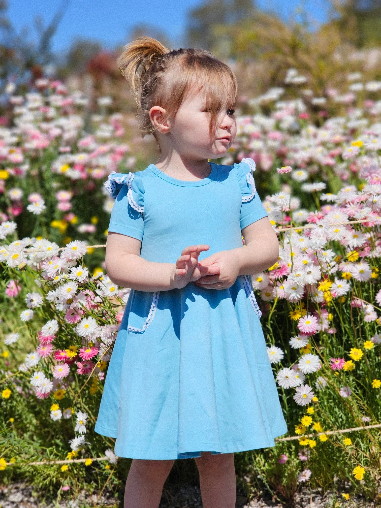 DUSTY BLUE TWIRLY GIRL DRESS