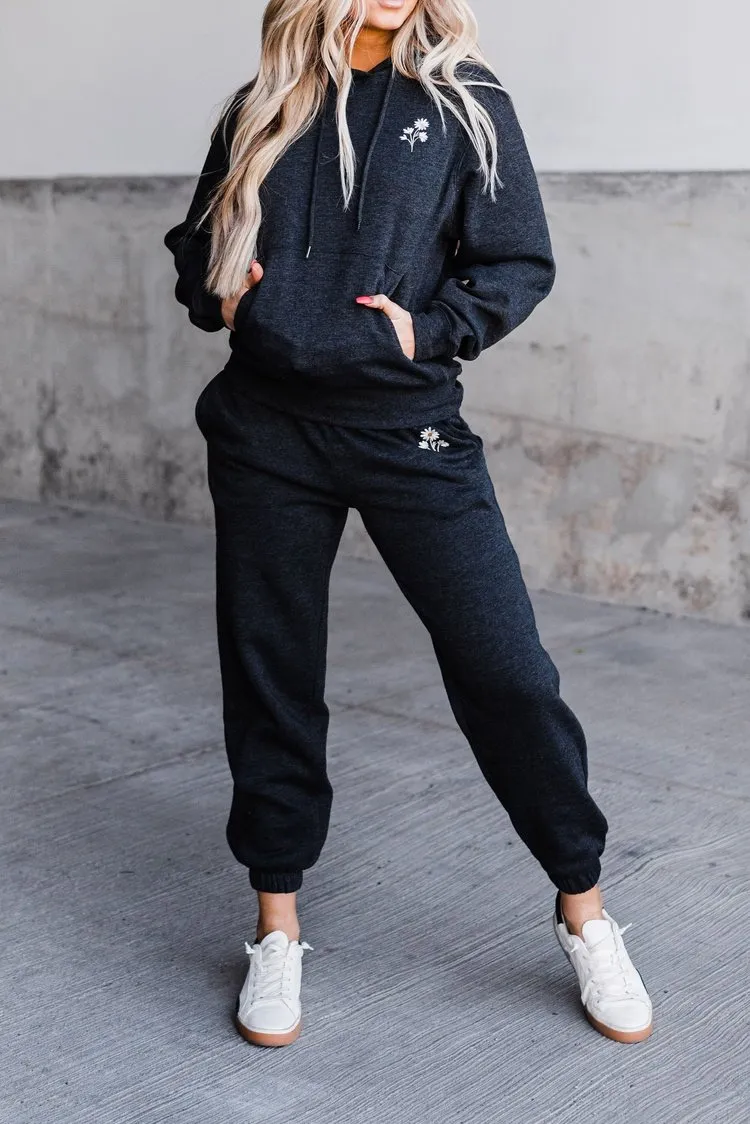 Embroidered Daisy Joggers