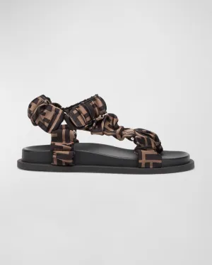 Fendi Hiking sporty sandals with logo and ruffles