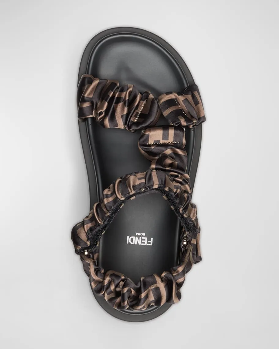 Fendi Hiking sporty sandals with logo and ruffles