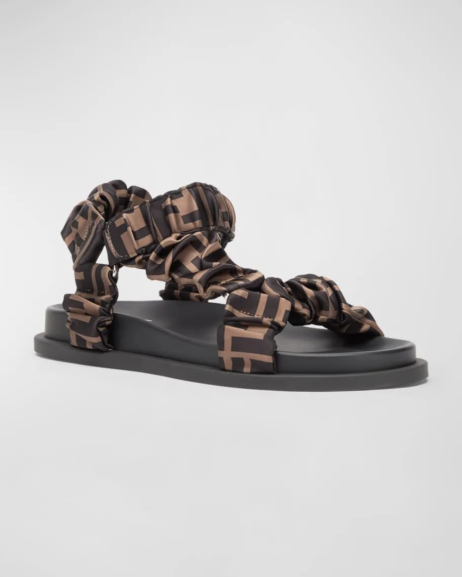 Fendi Hiking sporty sandals with logo and ruffles