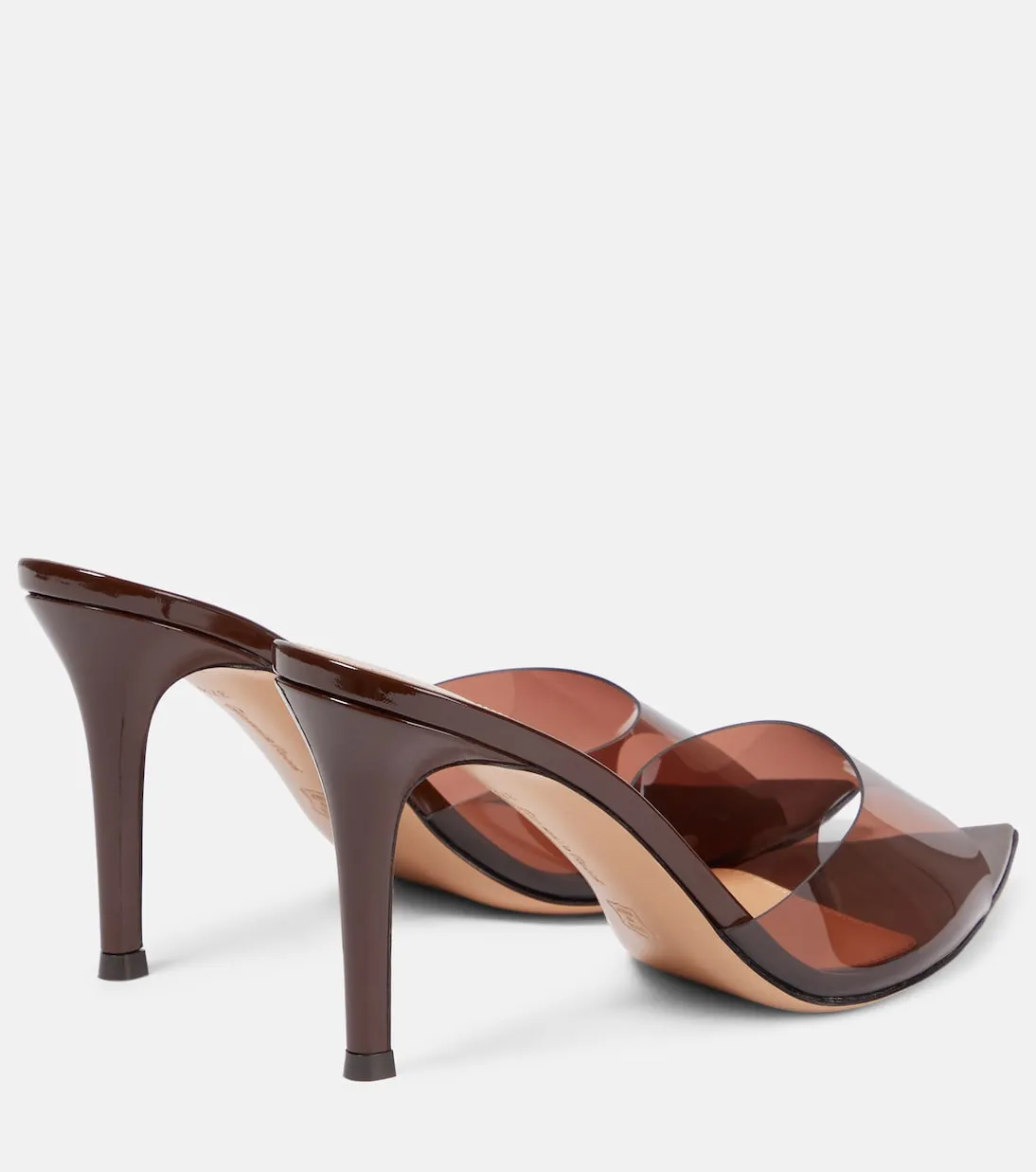 Gianvito Rossi PVC and leather mules elle 85, brown