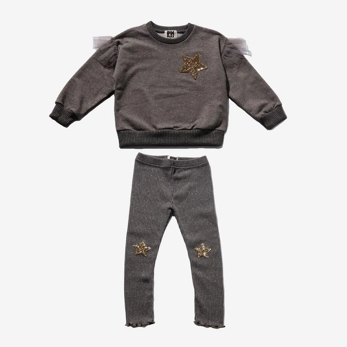 Girls 2 Piece Sets | Star Sweatshirt Set - Brown | Petite Hailey