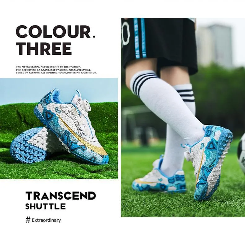 Kids' Soccer Shoes, Rotating Button, Magic Tape, TF Studs