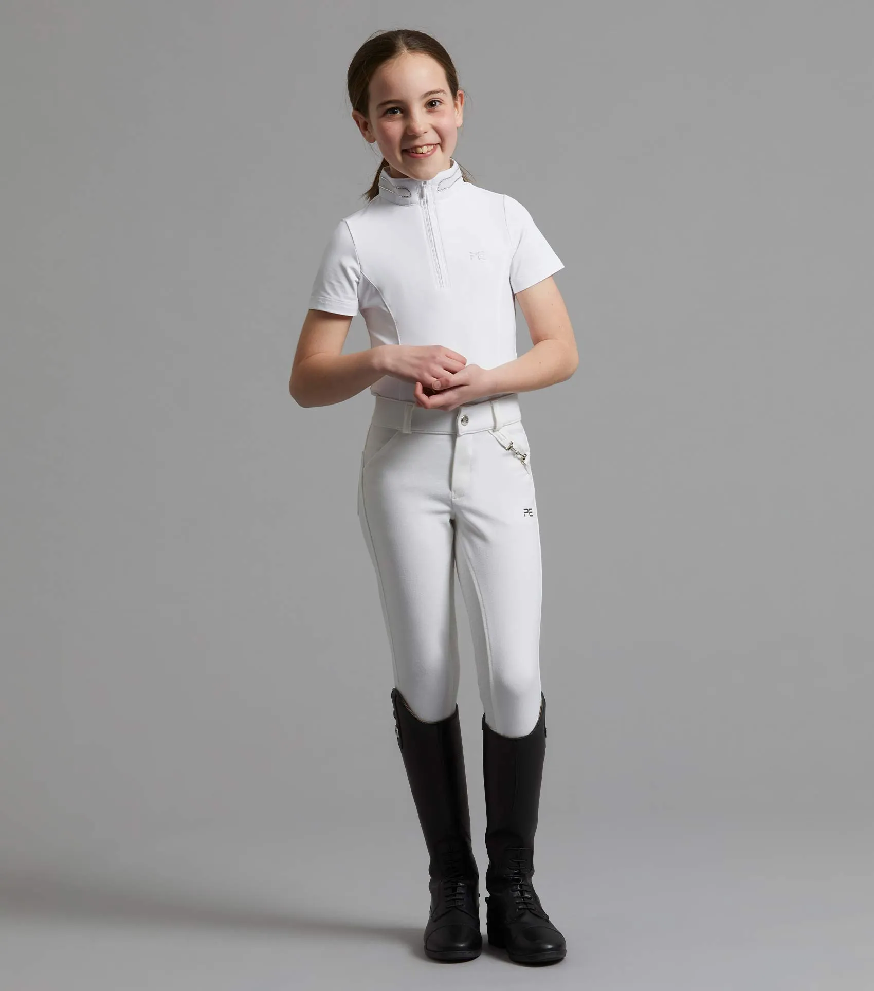Maria Girls Diamanté Show Shirt White