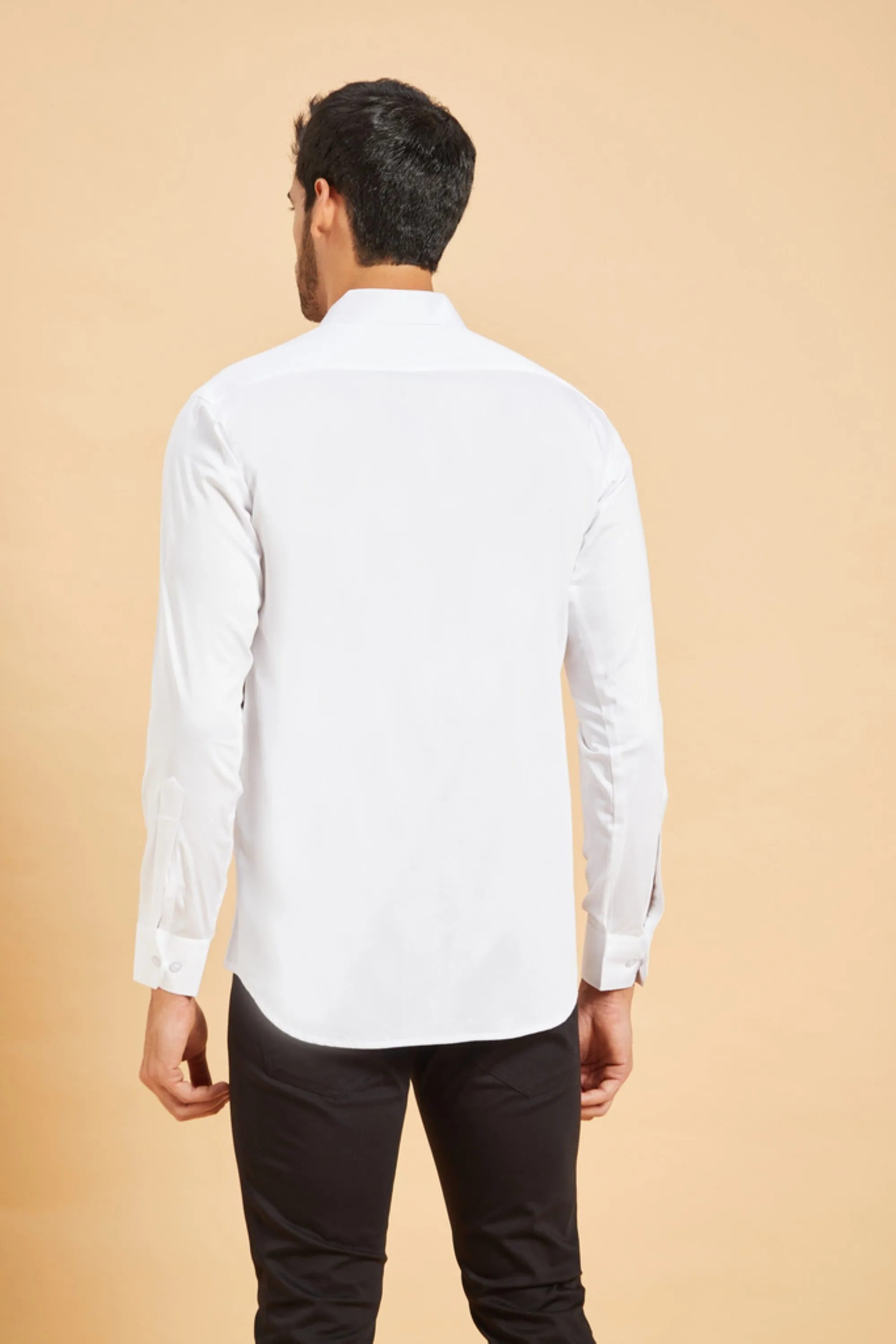Men's White Color Scale Pattern Shirt Full Sleeves Casual Shirt - Hilo Design