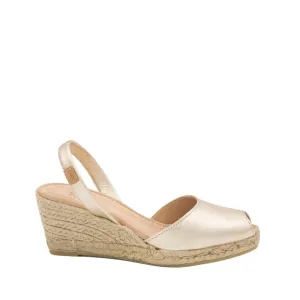 Metallic Open Toe Leather Menorcan Espadrille For Women - Frida Montada 2006H Metallic