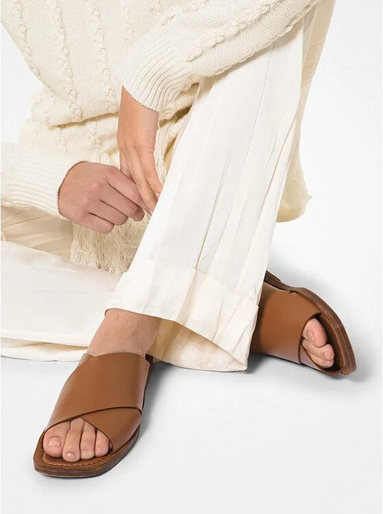 Michael Kors Collection Ruth leather slides, beige