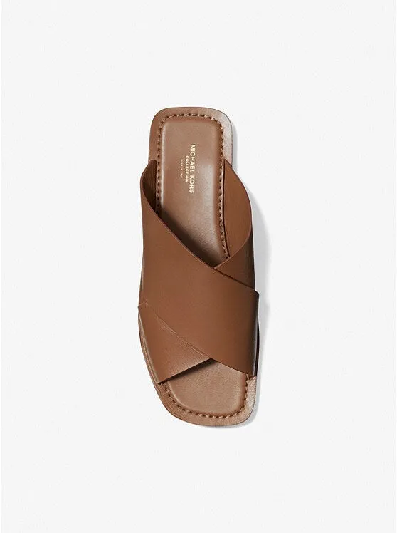 Michael Kors Collection Ruth leather slides, beige