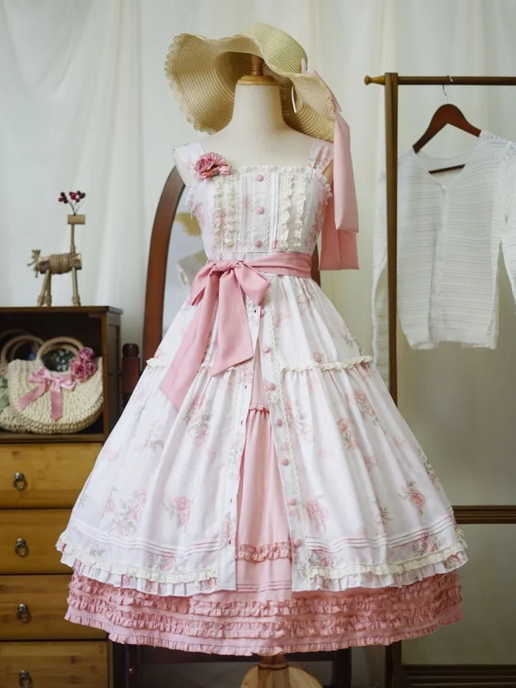 Pink Elastic Waist Tea Length Lolita Underskirt