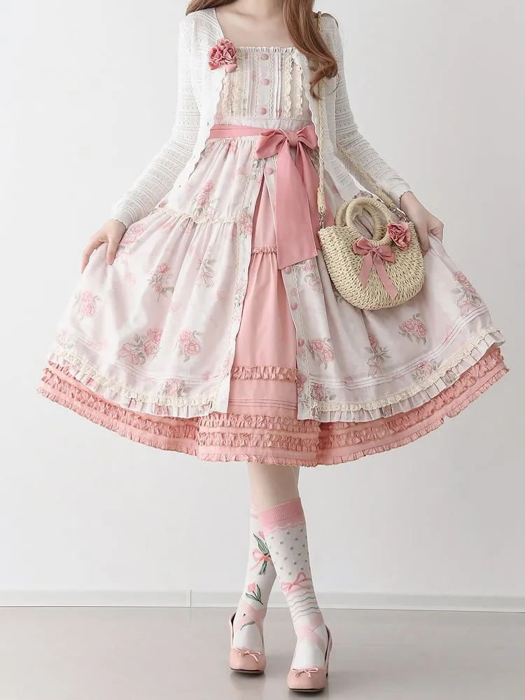 Pink Elastic Waist Tea Length Lolita Underskirt