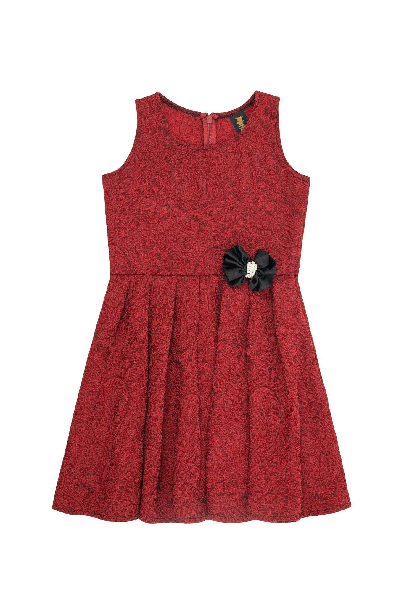 Ruby Red Floral Sleeveless Skater Fit and Flare Mother Daughter Dress