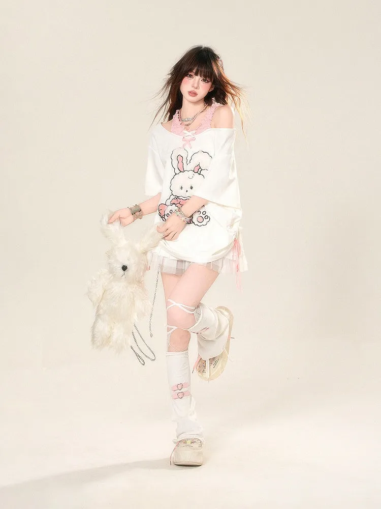 Tiered Skirt White Mesh Elastic Waist Sweet