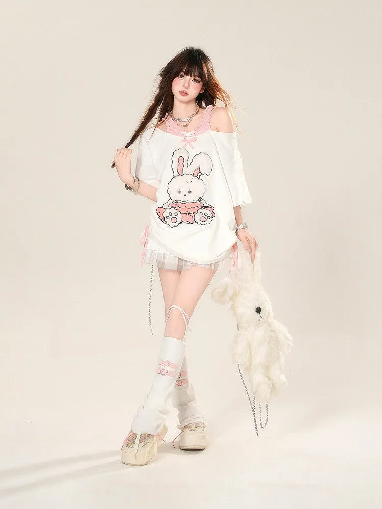 Tiered Skirt White Mesh Elastic Waist Sweet