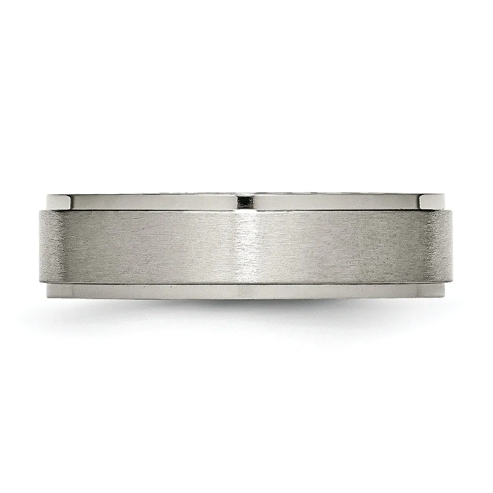 Titanium Ridge Edge 6 mm Brushed & Polished Ring