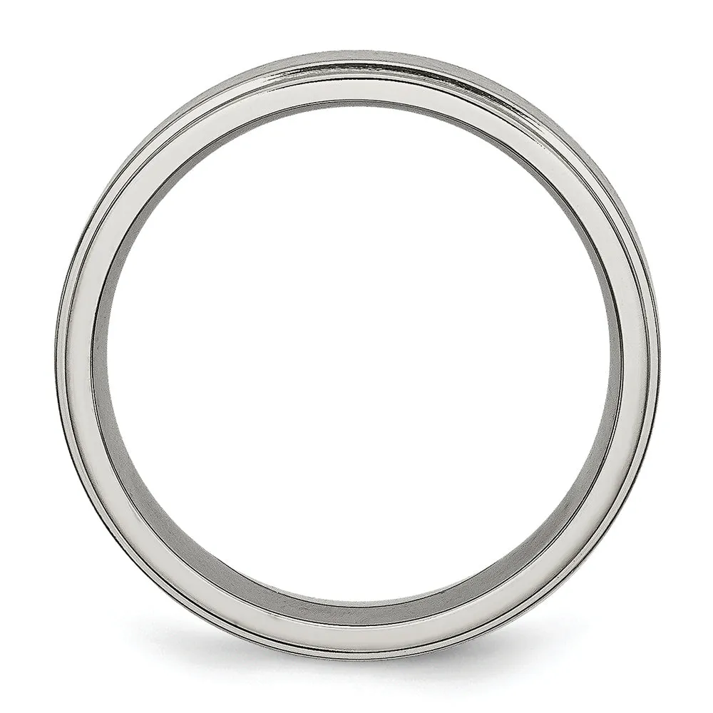 Titanium Ridge Edge 6 mm Brushed & Polished Ring
